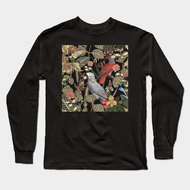 Jungle Birds Pattern Long Sleeve T-Shirt by Emart